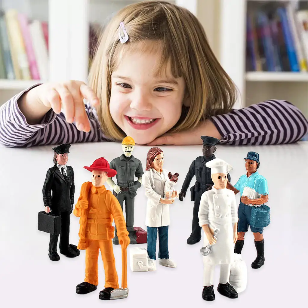 

7Pcs Miniature People Model Figurines Firemen Layout Decor Toy Mini