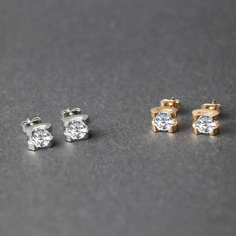 Модные женские украшения серьги с кристаллами 1 карат из титановой стали цвета