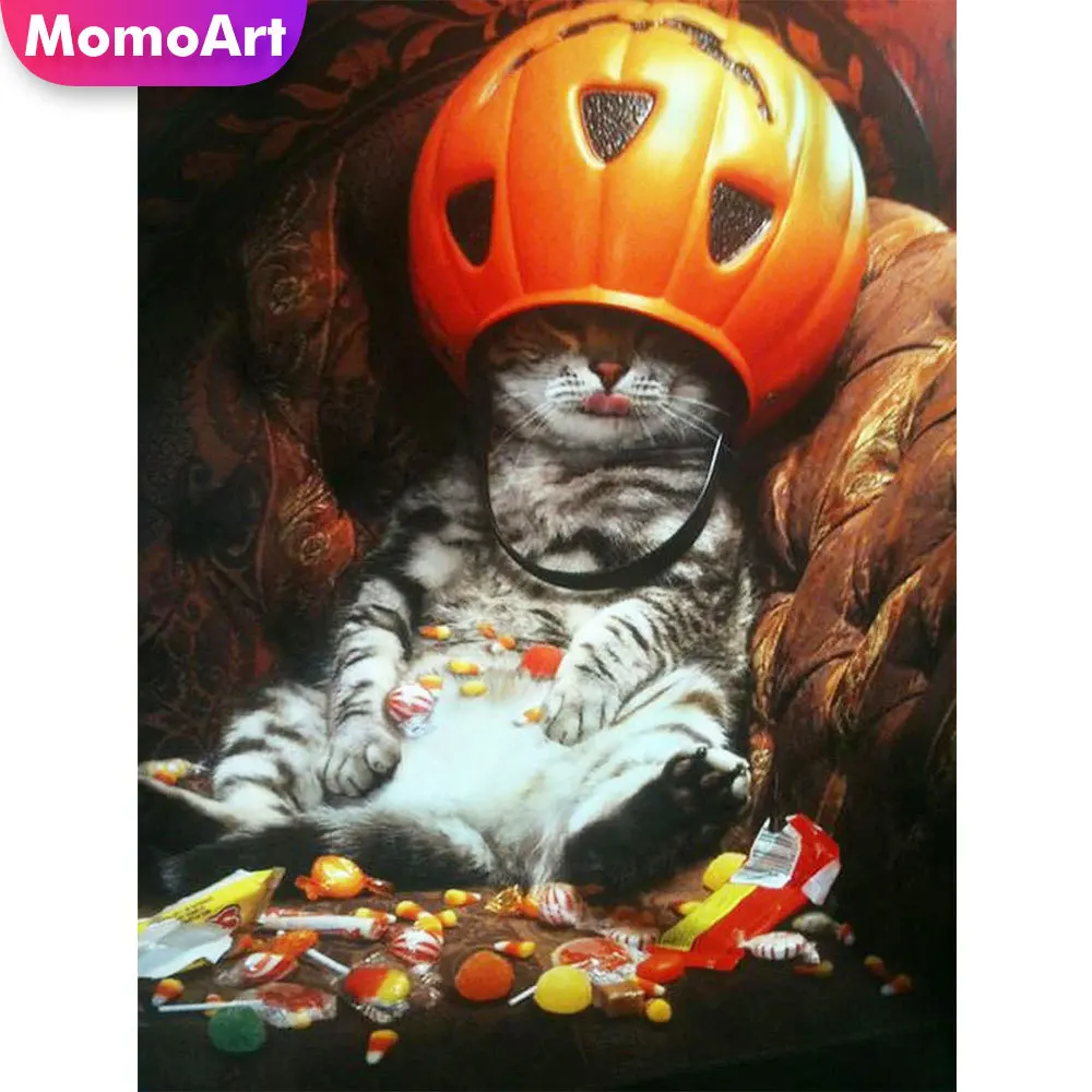 

MomoArt DIY Алмазная мозаика Кот Новое поступление Стразы с животными Алмазная вышивка картина с изображением тыквы Вышивка крестом подарок на ...