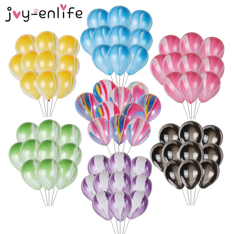 

10pcs 12inch Blue Pink Agate Marble Balloons Colorful Latex Air Balloon for Baby Shower Birthday Party Decor Kids Party Supplies