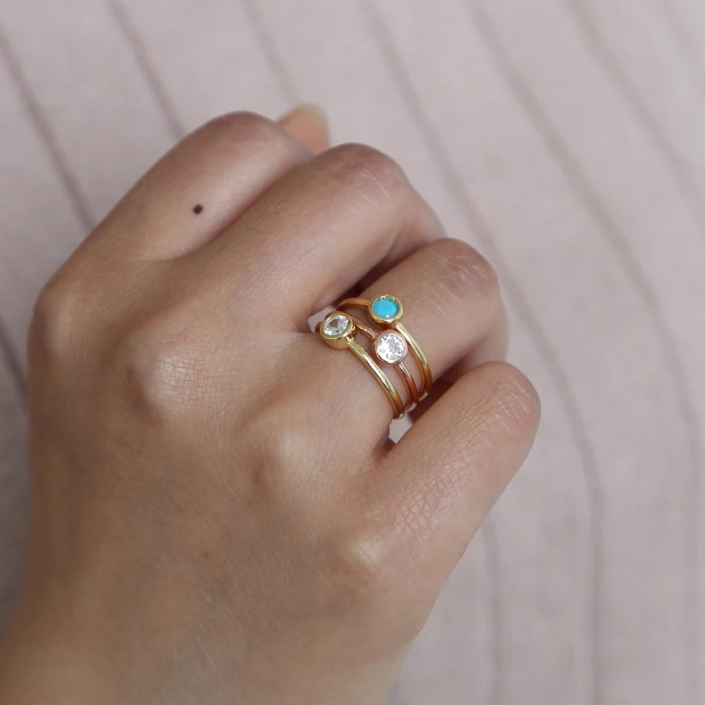 Модные кольца из стерлингового серебра 925 пробы с бирюзой фианитами|Кольца| |