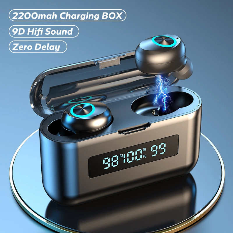 

TWS Bluetooth Wireless Headphones 2200Mah Charging Box Sports Waterproof Earbuds Bluetooth 5.0 Earphone Headset With Microphone