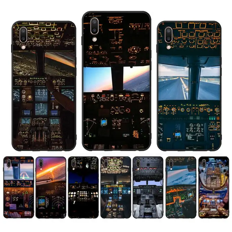 

Airplane Cockpit Fly Phone Case Case For Oppo Reno Realme C3 6Pro Cover For vivo Y91C Y17 Y19 Funda Capa