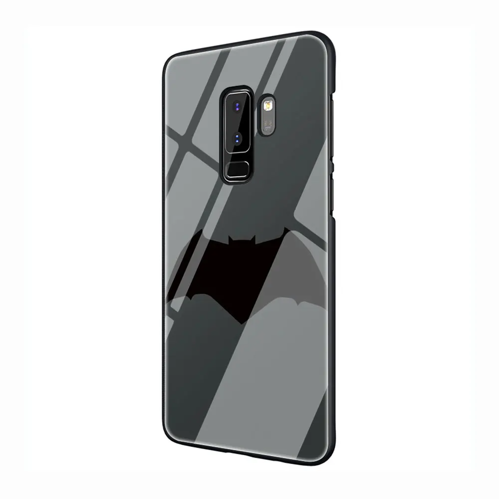 G8 Marvel Бэтмен логотип закаленное Стекло TPU черный чехол для Galaxy S7 Edge S8 S9 S10 Plus, Note 8, 9, 10, A10 20 30 40 50 60 70 - Цвет: G8