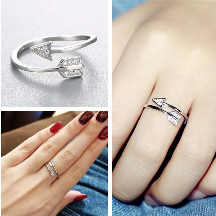 

Kinitial Adjustable Sideways Arrow Ring Romantic Style Cupid Lover Knuckle Rings for women Wedding Gift Goemtric Leaf Jewelry