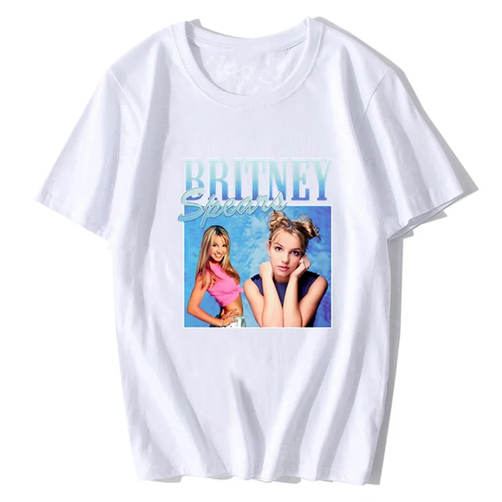 

New casual street Britney Spears beautiful photo hip-hop print fashion men and women punk retro style loose breathable short sle