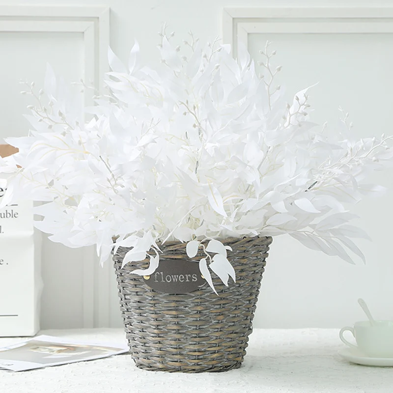 Искусственная ивовая веточка 5 ветвей акриловая плетеная модная зеленая для