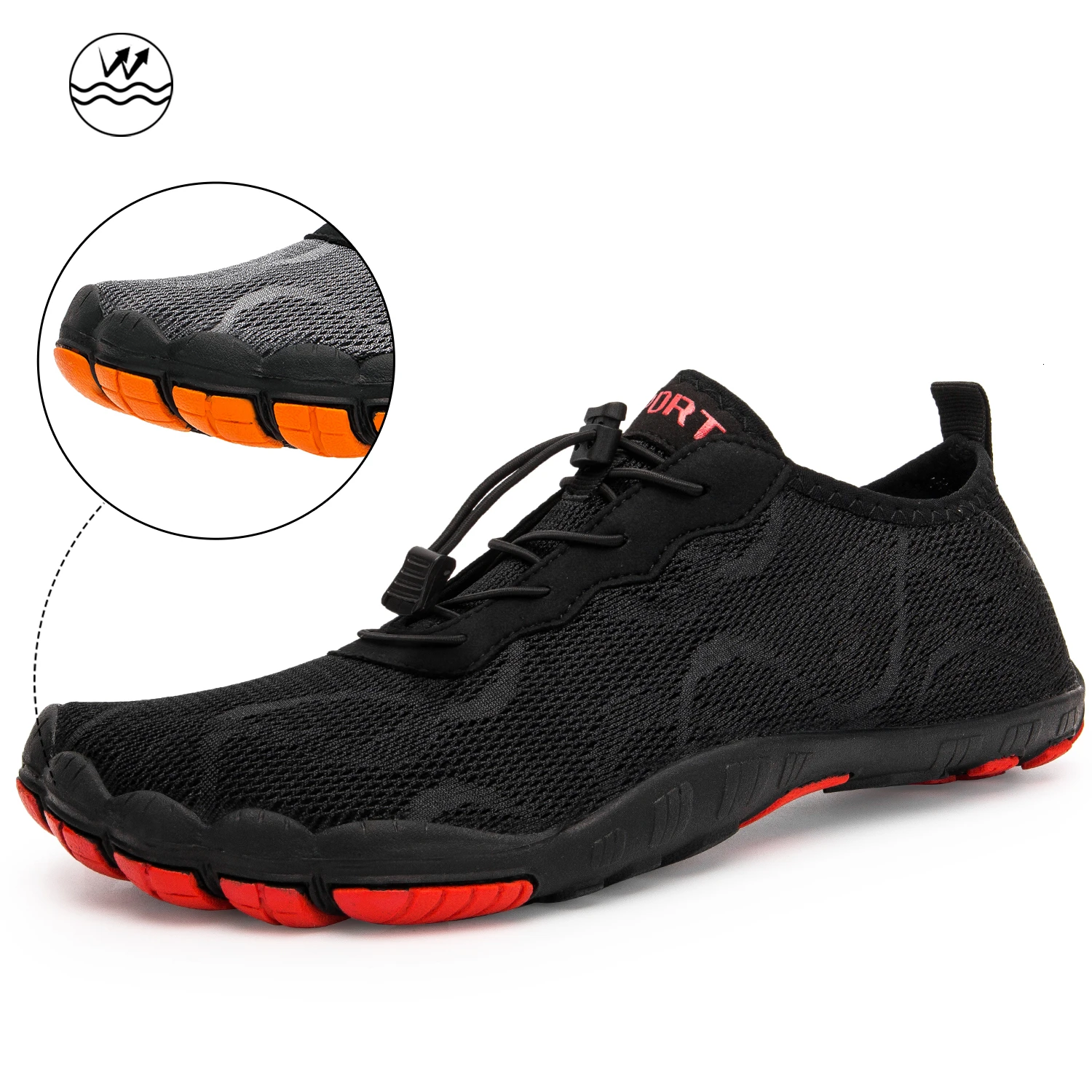 man black aqua shoes Мужская Спортивная обувь; мужская пляжная обувь для женщин; дышащая Спортивная обувь для пеших прогулок; быстросохнущие кроссовки для речных и морских вод - Цвет: man black aqua shoes