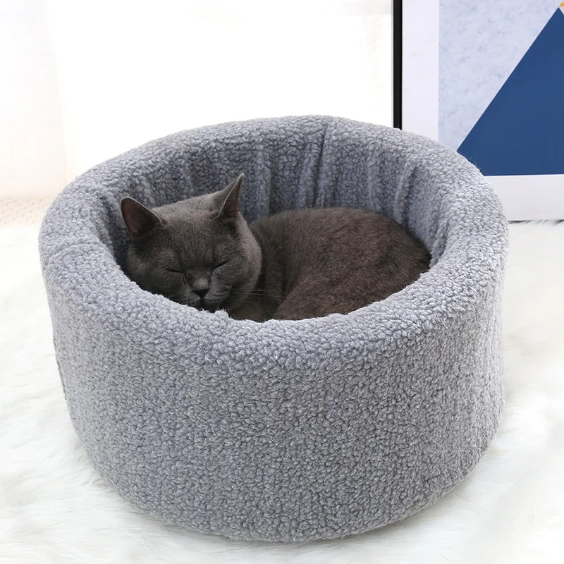 Съемная теплая кровать для кошек и собак круглая подушка домашних питомцев диван