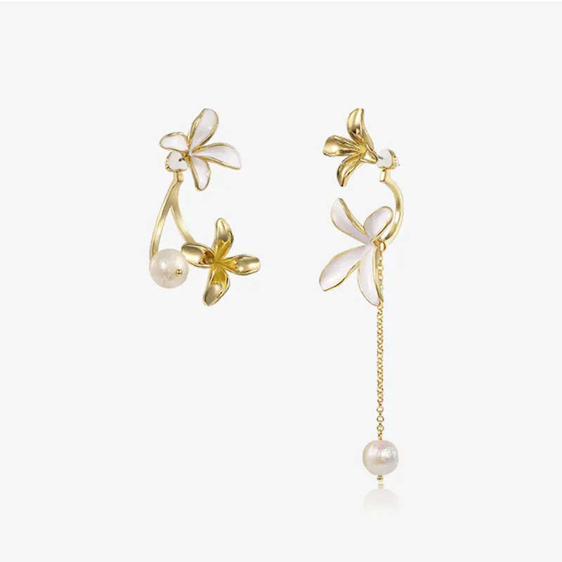 FFLACELL 2020 Korea New Fashion Vintage Metal White Orchid Flower Drop Earrings for Women Girls Gift Party | Украшения и