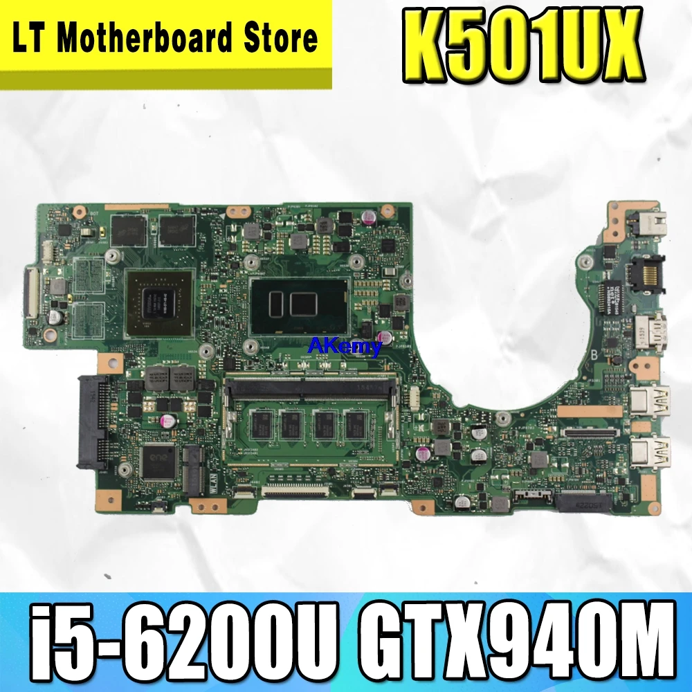 K501UX K501UB материнская плата для ноутбука ASUS K501UX K501UB K501U K501 оригинальная материнская плата DDR4 8 Гб Оперативная память i5-6200U GTX940M
