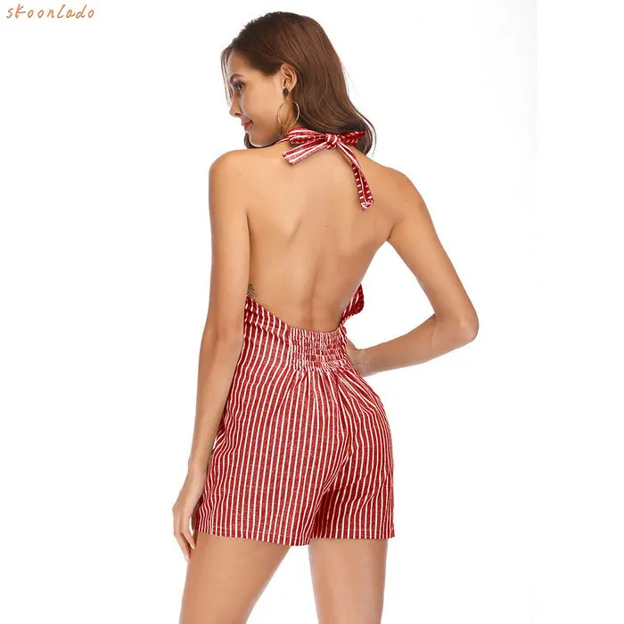 Новейший женский комбинезон с лямкой на шее сексуальный стиль Женский Летний