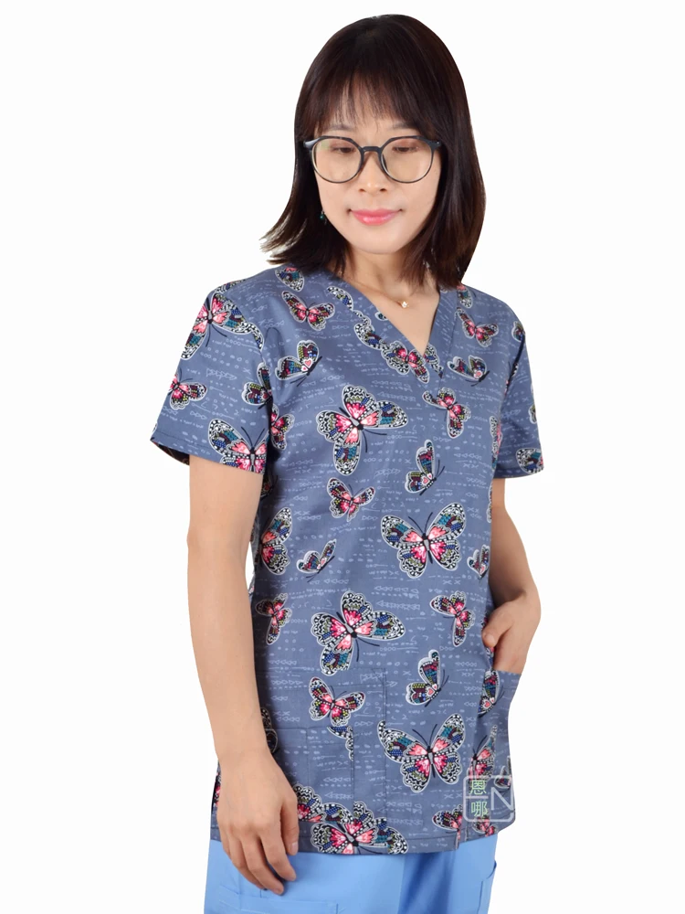 Hennar Скраб Топы из 100% хлопка женские скрабы топы униформа|scrub top|womens medical uniformsmedical