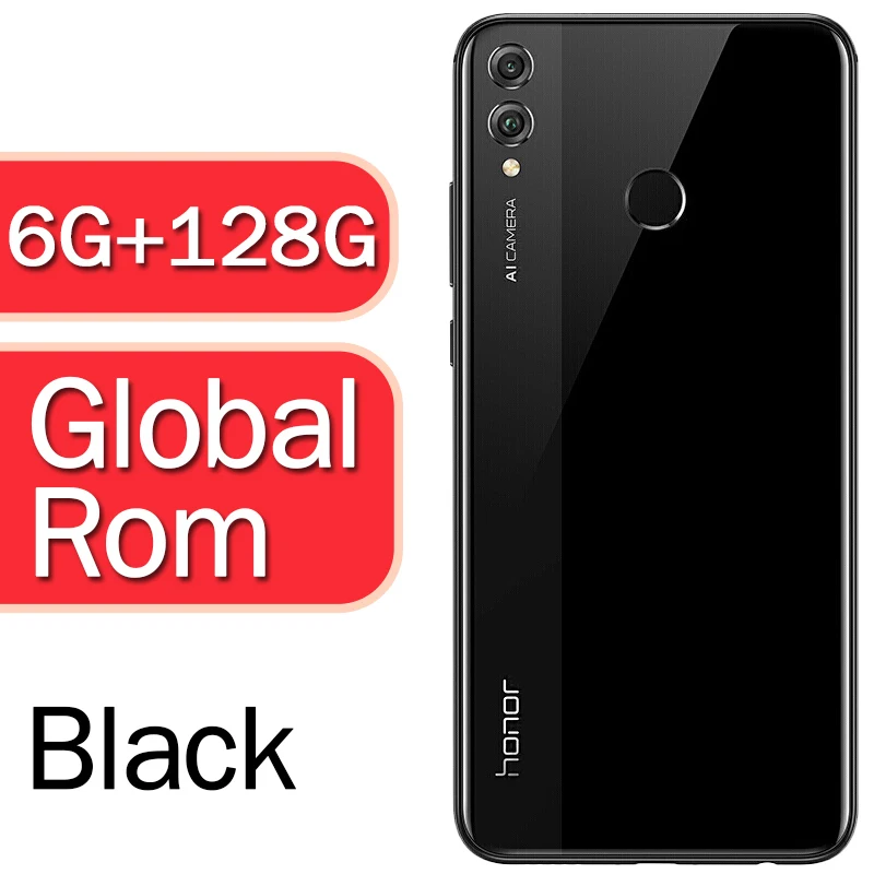 Honor 8X global rom смартфон 6,5 ''полный экран OTA обновление Android 8,1 Восьмиядерный отпечаток пальца - Цвет: 6G 128G Black