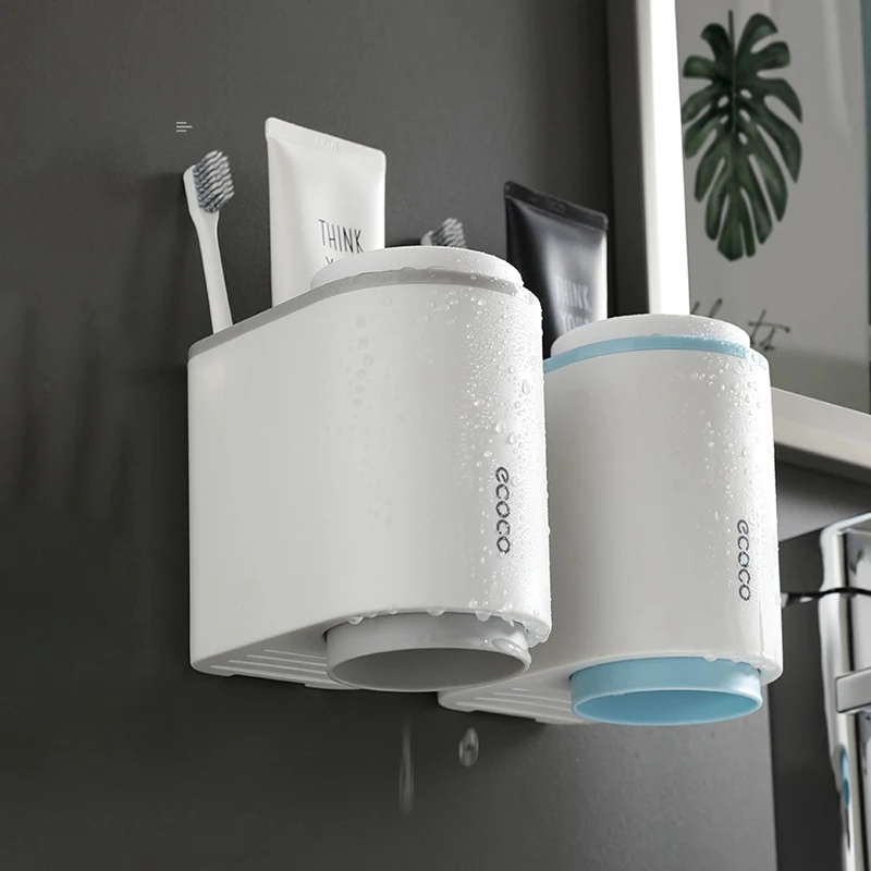 ecoco magnetic bathroom accessories set toothbrush holder strong suction cuptoothbrush holder with wash cup hanging storage rack free global shipping