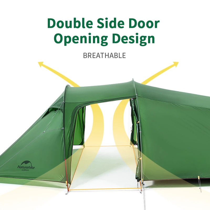 Naturehike Camping Tent Opalus Tunnel 2-4 Persons 4 Seasons Tent Ultralight Waterproof 15D/20D/210T Fabric Tourist Tent With Mat