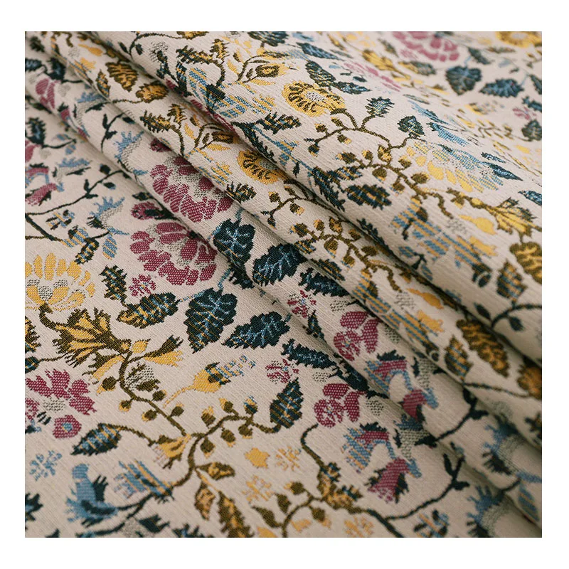 100% polyester brocade fabric vintage light luxury jacquard fashion fabrics sewing material for dress  home textile bedding