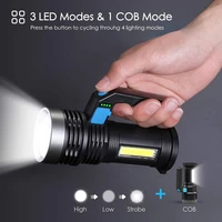 powerful led work lamp waterproof cob flashlight portable hand light usb work light torch with side light searchlight
