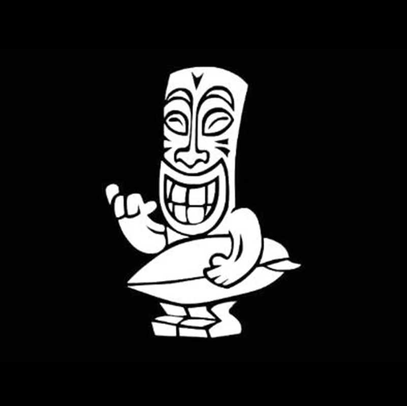 Черная/Серебряная милая Aloha Tiki наклейка для автомобиля из винила со смешным персонажем, водонепроницаемая мода C429.