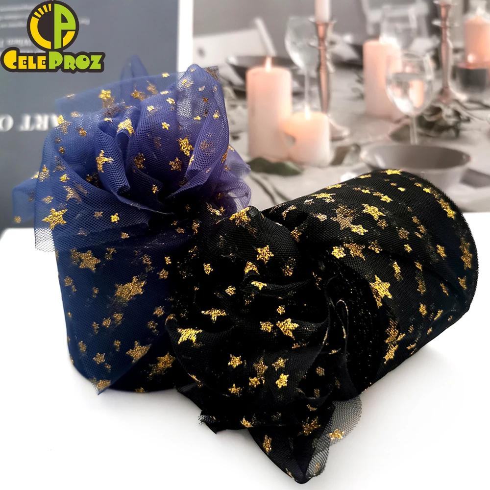 

6 см, 25 ярдов, блестящая Звезда, тюль, ткань, рулон, блестящая сетка с блестками для ручной работы, быстрое украшение для выпечки