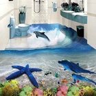 Самоклеящиеся Настенные обои на заказ, современный подводный мир, ванная комната, гостиная, напольная Водонепроницаемая наклейка, 3D напольная плитка