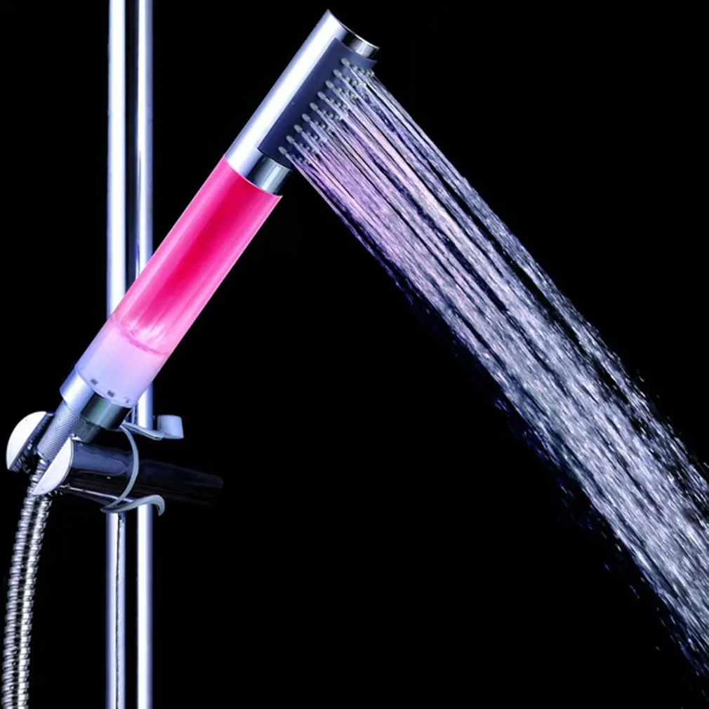 

7 Color Changing LED Romantic Shower Head Temperature Control Bathroom High Pressure Water Saving Hand Shower head 1Pc Handheld