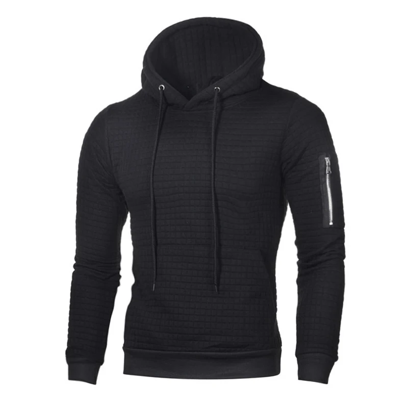 

Spring Mens Zipper Sleeve Hoodie Sweatshirt Autumn Man Long Sleeve Pullover Outwear Men Solid Casual Sports Plus Size Hoodie