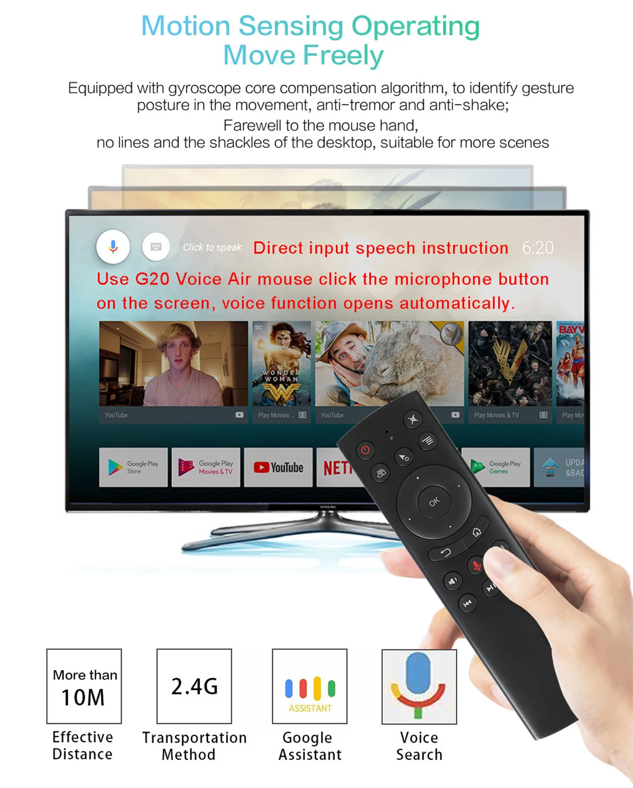 G20s Voice Remote Control Gyro Air Mouse 2 4G Беспроводная мини клавиатура с микрофоном IR Learning для