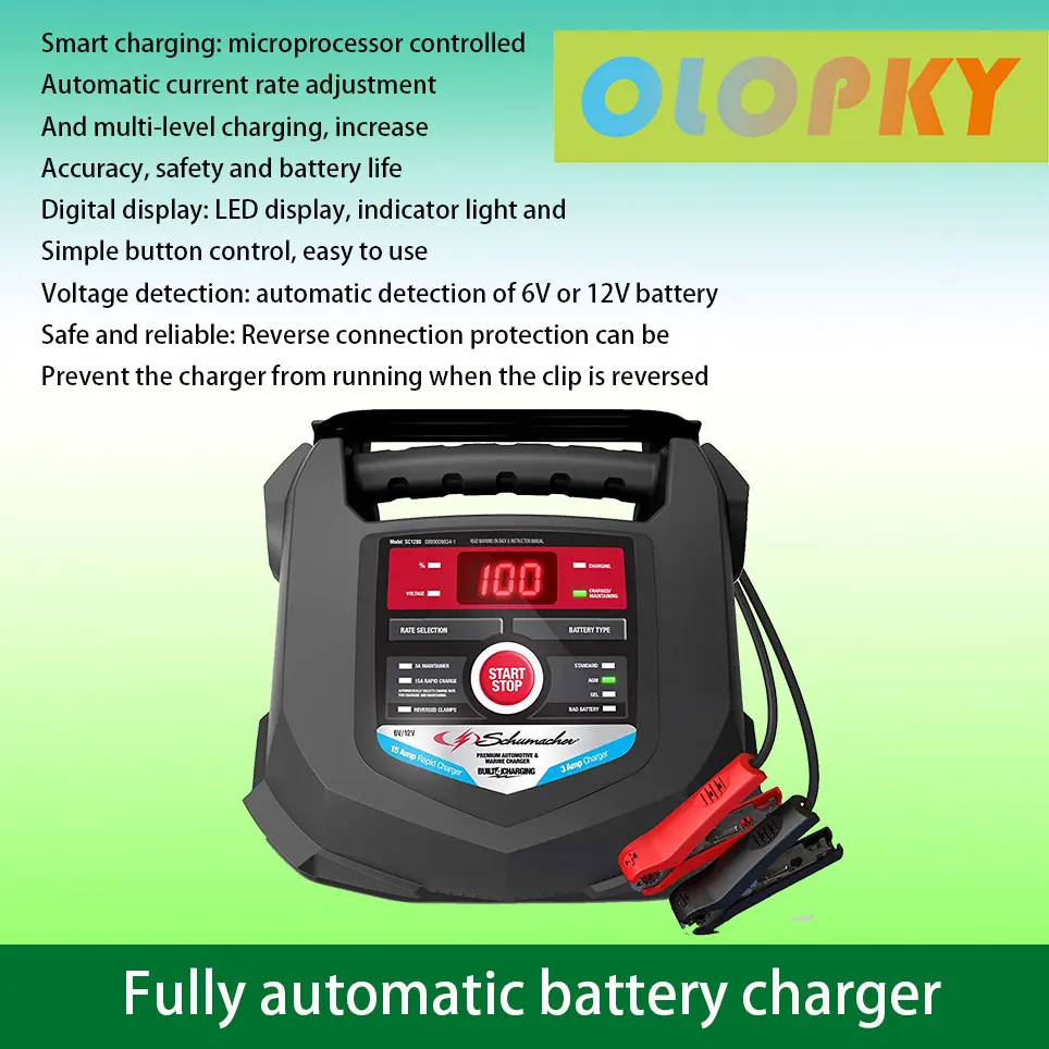 

Schumacher fully automatic battery charger and maintainer 15 Amp/3 Amp, 6V/12V-suitable for ships and car batteries