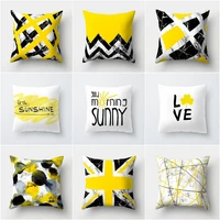 marble pattern polyester cushion cover 45x45cm yellow geometric print pillow covers decorative sofa car throw pillow covers
