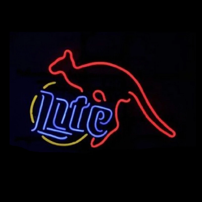Неоновая вывеска Miller Lite Kangaroo Australia Настоящая стеклянная трубка ручной работы
