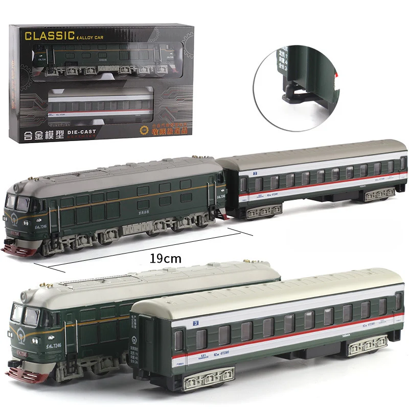 Горячая 1: 87 паровой поезд литой под давлением локомотив модель из сплава игрушка автомобиль тянется поезд со звуковым светом модель игрушки для детей