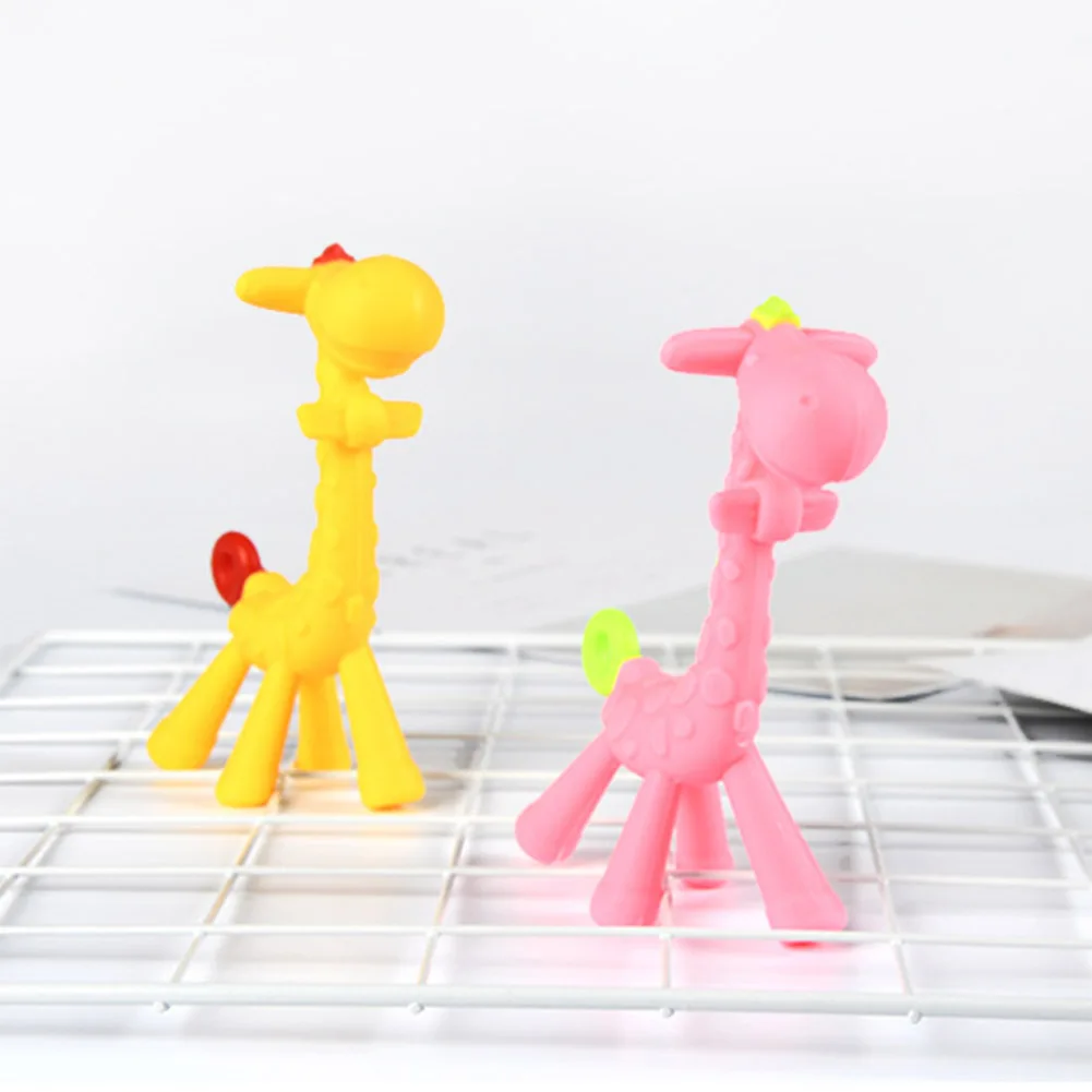 With Storage Case Training Cute Baby Teether Soft Silicone Pain Relief Chewing Toy Molar Stick Giraffe Shape Sore Gums Home | Мать и