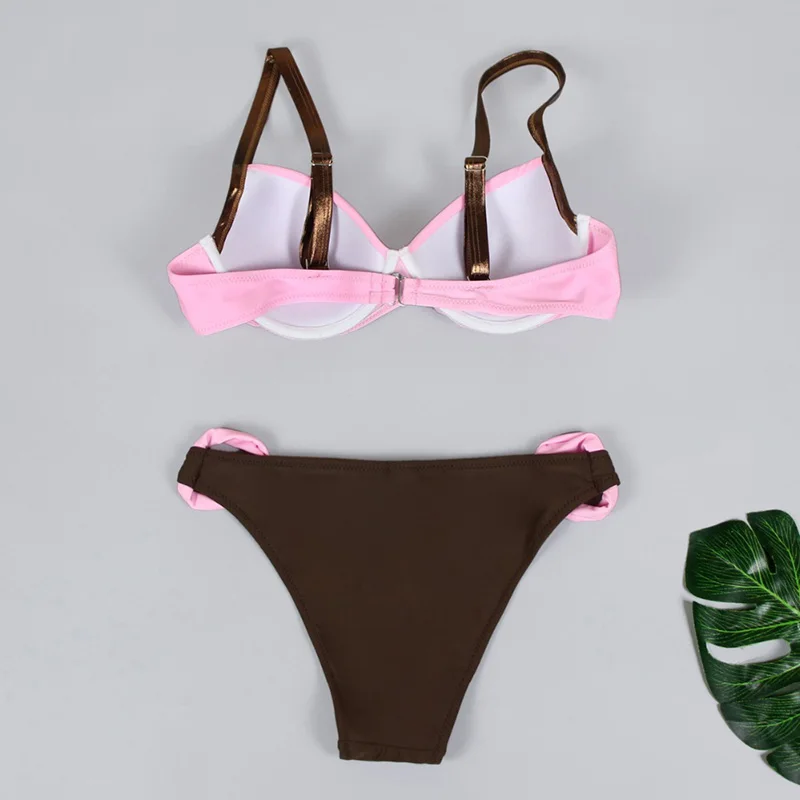 

Swimsuit Solid Bikinis 2021 Woman Sexy Brazilian Monokini New Push Up Bikini Two-piece Suit Swimwear Women Swimsuit Plus Size