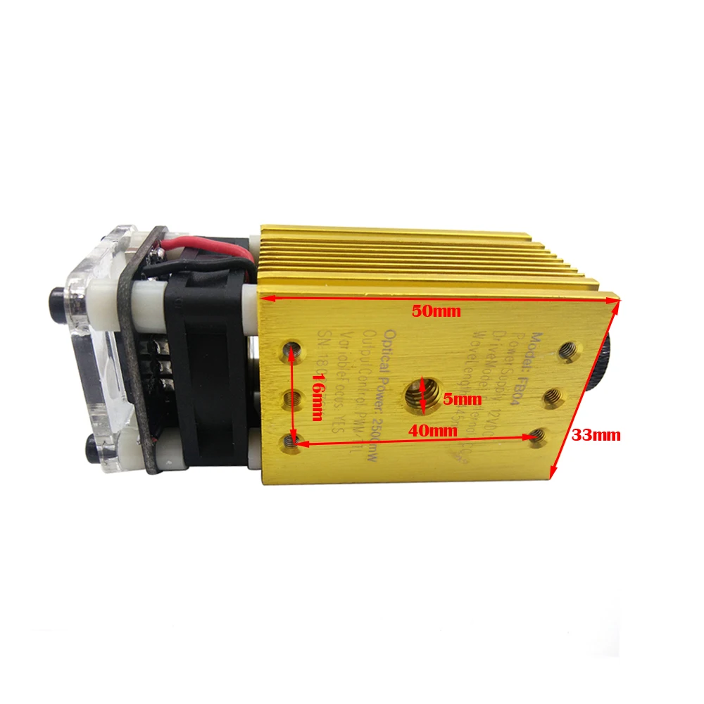 

445nm-2500mw Gold Module Laser DI Messa A Fuoco Blue Laser Incisione Laser Testa, 2.5W Tubo Del Laser Diode 2p Port