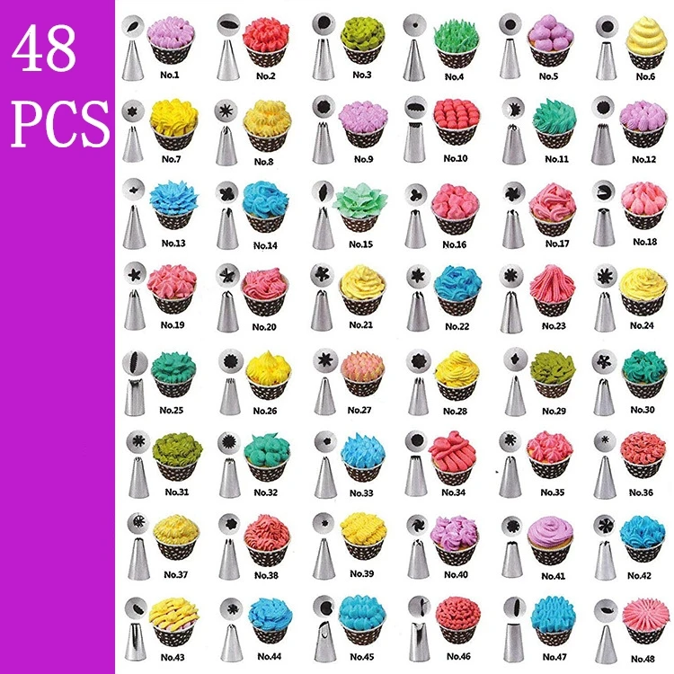 

DIY Kitchen Baking Cake Decorating Tool 68PCS/set Silicone Icing Piping Cream Pastry Bag Stainless Steel Nozzle Converter Tools