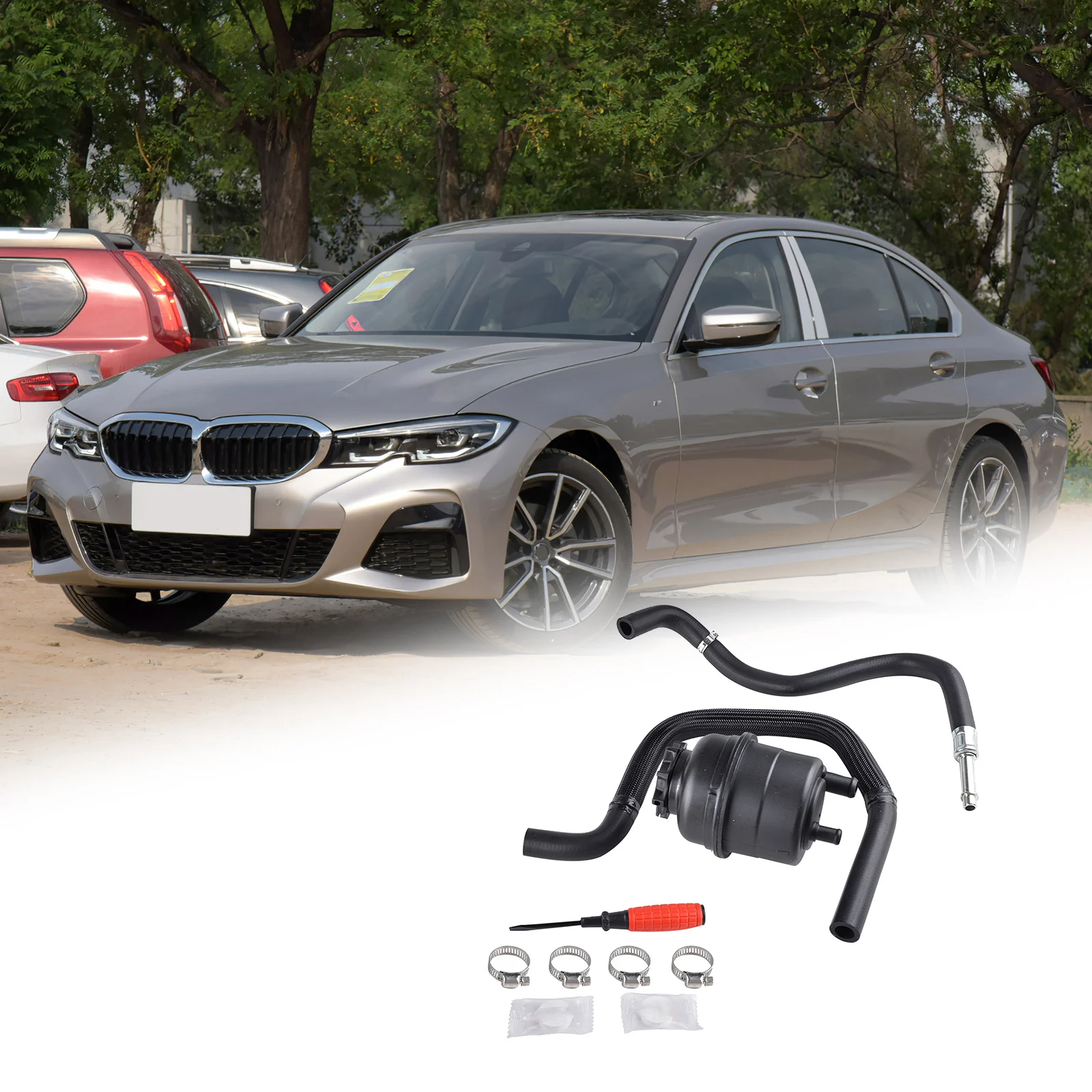 

Heavy Duty Car Repair Maintenance Tool Set Power Steering Reservoir Hose Kit Black PA for BWM E39/520i/525i/528i/530i Automobile