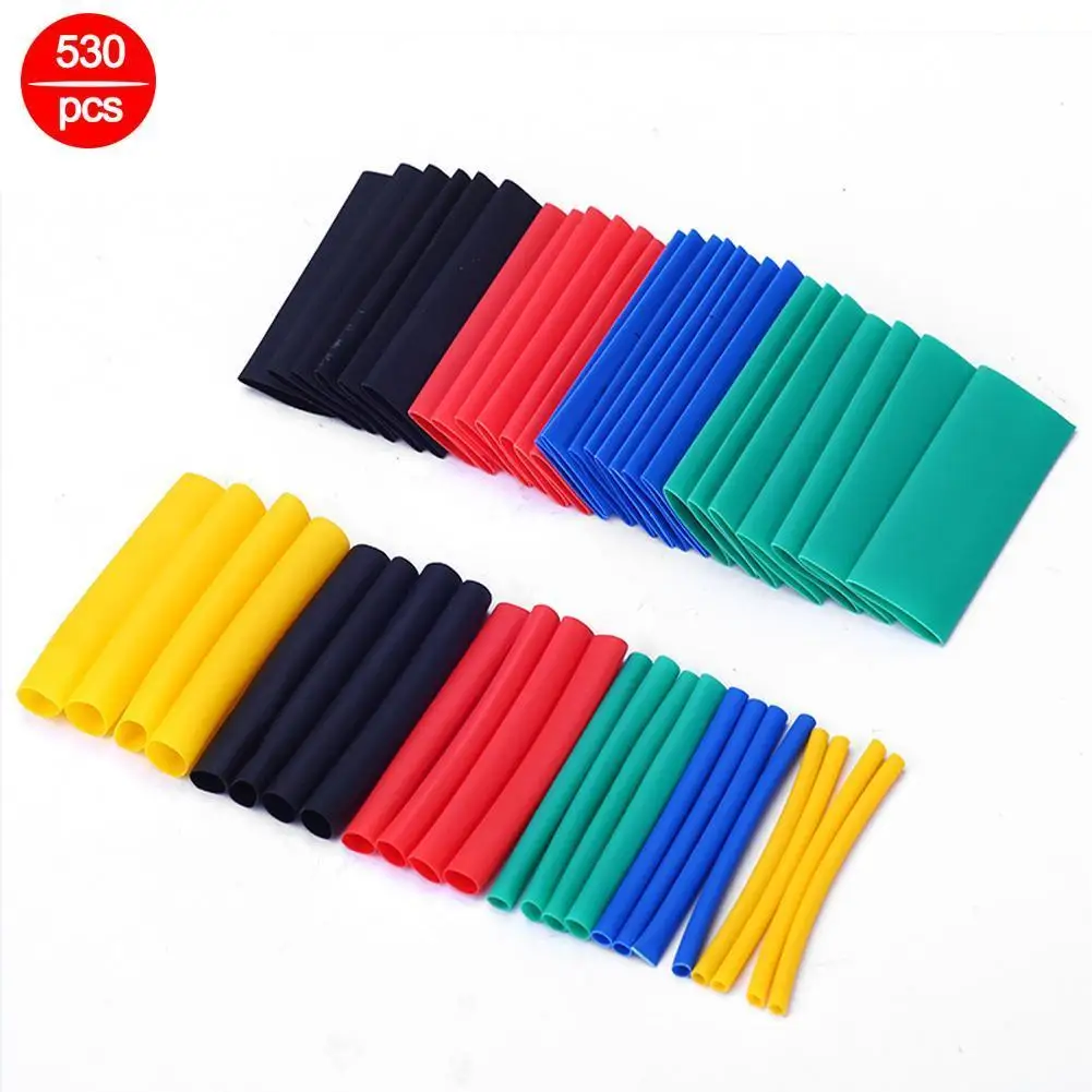 

530pc/Set Heat Shrink Tube Kit Insulation Sleeving Termoretractil Polyolefin Shrinking Assorted Heat Shrink Tubing Wire Cable