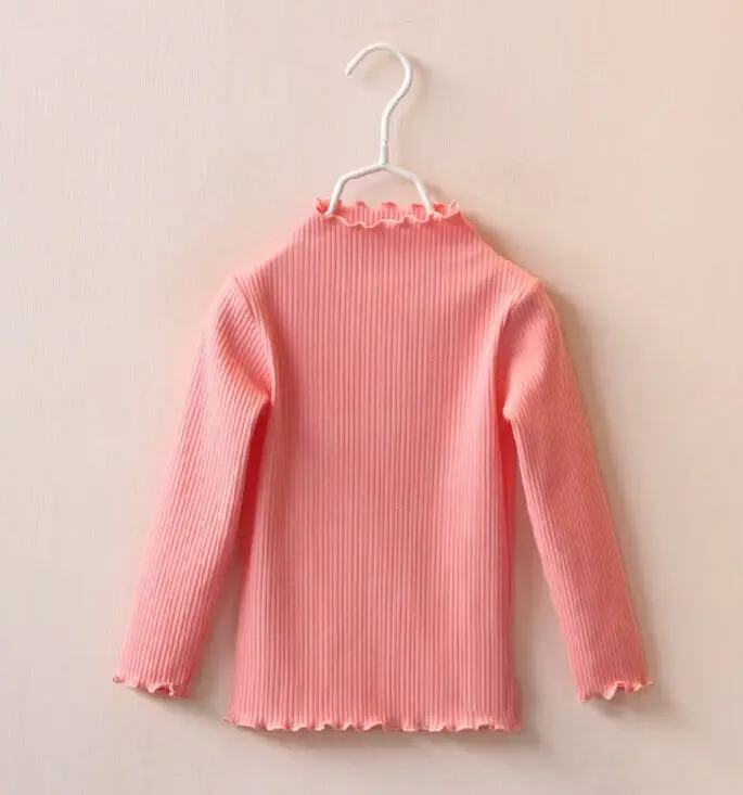 pink Г. Осенняя детская одежда тонкие хлопковые пуловеры с оборками и длинными рукавами для маленьких девочек, футболки для девочек, детские повседневные футболки, топы - Цвет: pink