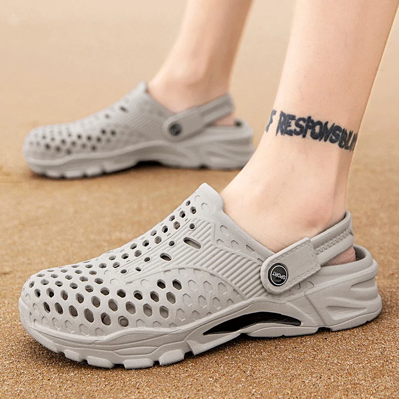 

Sandals 2021 Summer Men's Non-slip Toe Cap Toe Hole Shoes Casual Half Slippers