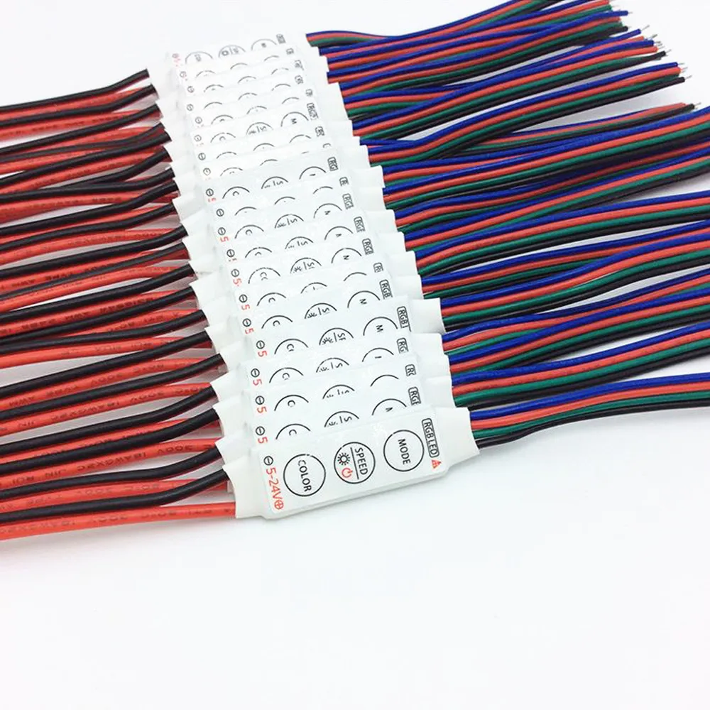 

Мини-контроллер яркости для светодиодных лент 3528 5050 или ламп, 5-24 В постоянного тока, 3 клавиши, 2-4 контакта, RGB