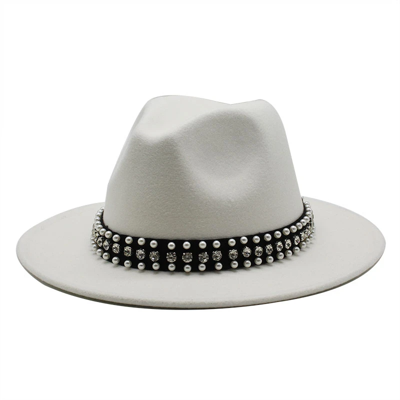 Fashion Men Women Wide Brim Wool Felt Jazz Fedora Hats British style Trilby Party Formal Panama Cap Black Yellow Dress Hat