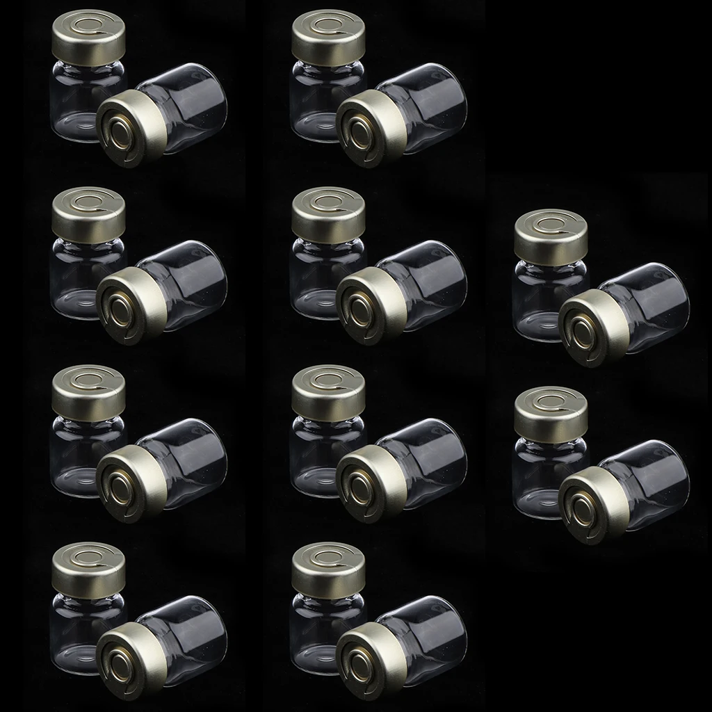 20 упаковок прозрачных стеклянных флаконов с алюминиевой крышкой для эфирных