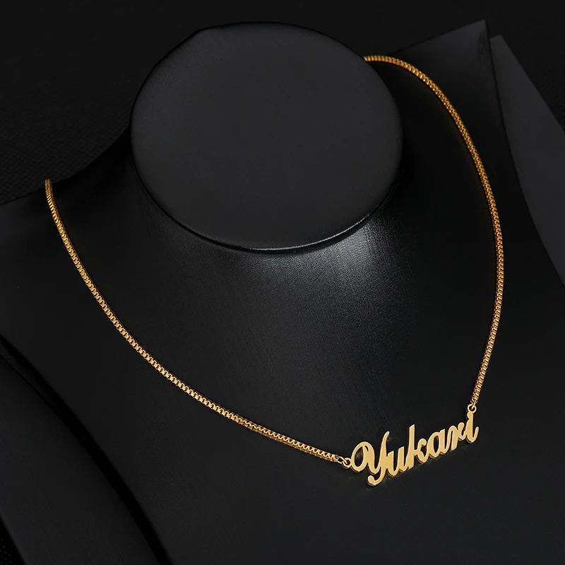 Custom Name Necklaces Personalized Necklace Jewelry For Women Men Gold stainless steel Box Chain BFF | Украшения и аксессуары