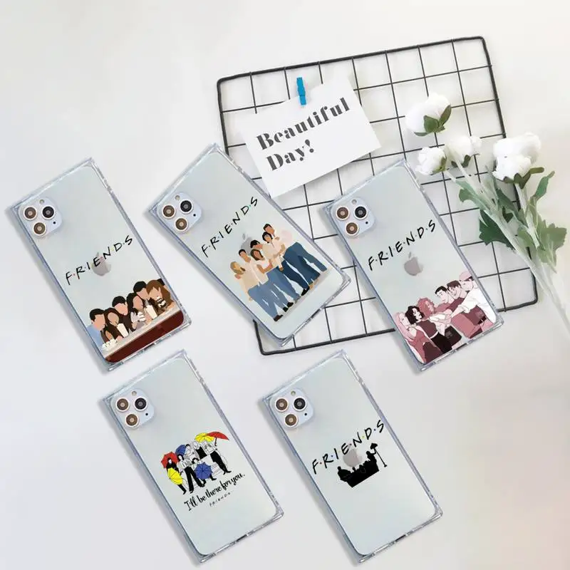

Central Perk Coffee friends tv show Phone Case For iPhone 7 8 11 12 X XS XR MINI Pro Max Plus Clear Square Transparent