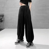 womens casual pants elastic waist drawstring pure color loose simple wild comfort commuter tide lantern trouser female zm451