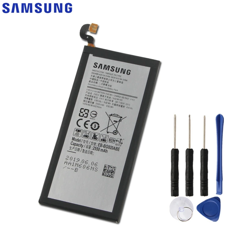 Оригинальный телефон Samsung аккумулятор для GALAXY S6 G920 G920A G920V G920T телефона 2550