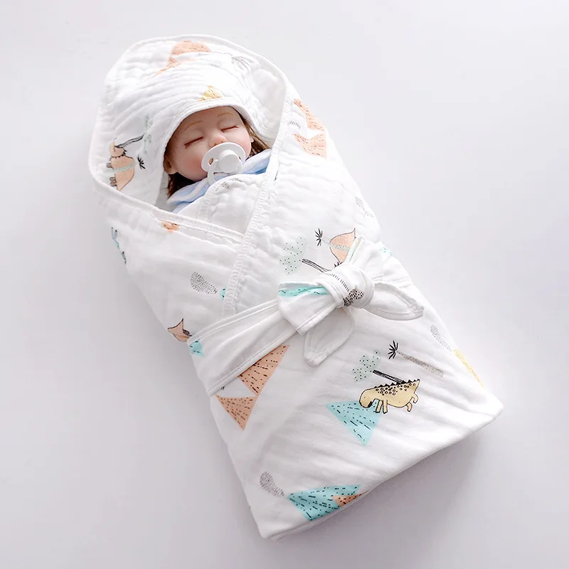 Colcha para beb&eacute; reci&eacute;n nacido de seis capas de algod&oacute;n puro, colcha para beb&eacute; reci&eacute;n nacido de gasa, edred&oacute;n para beb&eacute;, manta de oto&ntilde;o e invierno-3