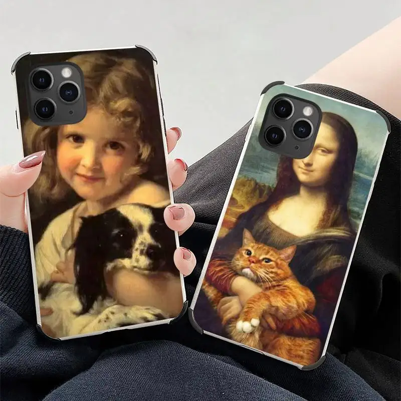 

Mona Lisa Art Aesthetics painting Phone Case Lambskin Leather For iphone 12 11 8 7 6 XR X XS PLUS MINI PLUS PRO MAX Shockproof