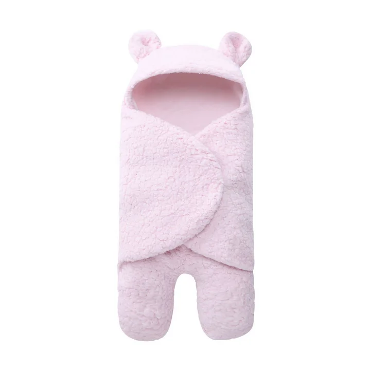 

Baby Swaddling Clothes Warm Sleeping Bag Home Outdoor Wrapped Soft Adjustable Fasteners Infants Cartoon Hat Solid Color Blanket